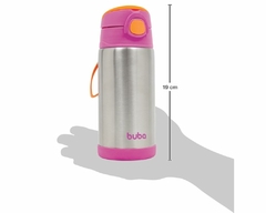 GARRAFA TÉRMICA INOX PAREDE DUPLA COM CANUDO ROSA 400ML BUBA na internet