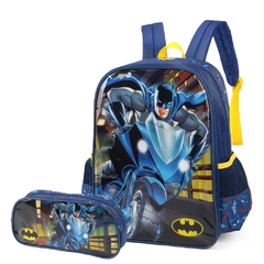 Kit Mochila Costas e Estojo BATMAN Luxcel IS37931 Azul