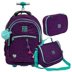 Kit Mochila de Rodinhas Oficial Rebecca Bonbon RB2441 Roxo