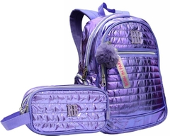 KIT MOCHILA E ESTOJO METALIZADO REBECCA BONBON VIOLETA