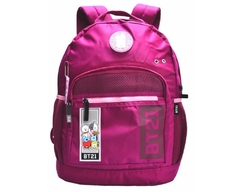 KIT MOCHILA DE COSTAS E ESTOJO EM NYLON ROSA BT21 OFICIAL - comprar online