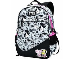 Kit Mochila de Costas Oficial BT21 e Estojo Box Cinza BT4008 - Arrivata