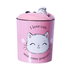 Kit Manta + Balde Pipoca I LOVE CATS - Zona Criativa - comprar online