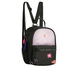 Bolsa Mini Mochila de Costas em Nylon LULUCA LU2958 Preta