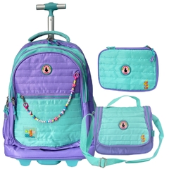 Kit Mochila de Rodinhas em Nylon OFICIAL LULUCA LU2445 lilás