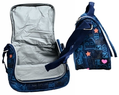 KIT MOCHILA JEANS REBECCA BONBON RB3164 AZUL ESCURA LANCHEIRA E ESTOJO BOX