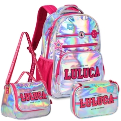 Kit Mochila de Costas Holográfica OFICIAL LULUCA LU24012KT