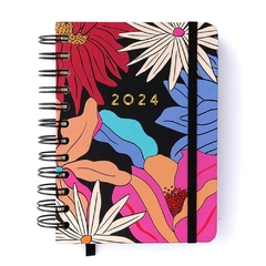 Agenda Planner Wire-o 2024 Diária PÓLEN TROPICÁLIA PRETO