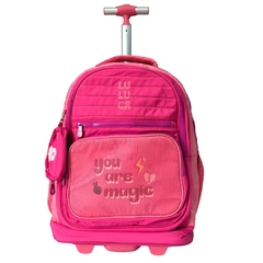 Kit Mochila de Rodinhas em Nylon OFICIAL LULUCA LU2460 Rosa - comprar online