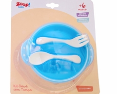 KIT ALIMENTAÇÃO BABY - BOWL COM TAMPA E TALHERES ZOOP TOYS - Arrivata