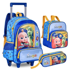 Kit Mochila de Rodinhas Oficial LooLoo Kids Johny e Zigaloo