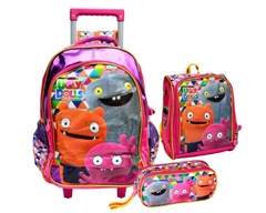 KIT MOCHILA DE RODINHAS OFICIAL UGLYDOLLS UG2300 ROSA