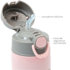 GARRAFA TÉRMICA INOX PAREDE DUPLA E CANUDO GUMY ROSA BUBA na internet