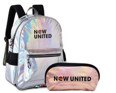 KIT MOCHILA HOLOGRÁFICA NU3252 E ESTOJO NEC ROSE NOW UNITED