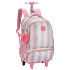 Kit Mochila Rodinhas Lancheira Estojo BARBIE Metalizada Rosa - comprar online