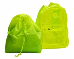 KIT MOCHILA NEON TRANSPARENTE COM BOLSA REMOV E ESTOJO VERDE na internet