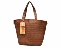 Bolsa em Palha com Pompons Tote Bag Pagani PG6926 Café - comprar online