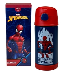 Garrafa Térmica Inox CLICK Com Canudo HOMEM ARANHA ZC - Azul