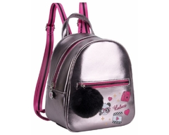 MINI MOCHILA PANDINHAS GRAFITE COM POMPOM OFICIAL LULUCA