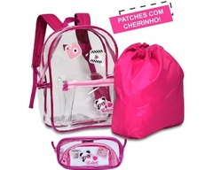 KIT MOCHILA E ESTOJO TRANSPARENTE OFICIAL LULUCA LU3194 ROSA