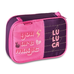 Imagem do Kit Mochila de Costas e Estojo Oficial LULUCA Roxo com Rosa