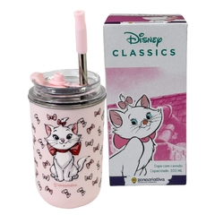 Copo Inox Canudo e Tampa 300ML GATINHA MARIE DISNEY - ZC