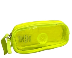 KIT MOCHILA NEON TRANSPARENTE COM BOLSA REMOV E ESTOJO VERDE - Arrivata