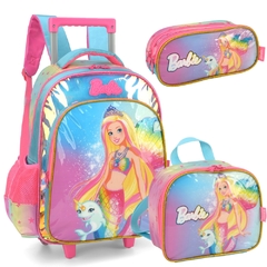 Kit Mochila Rodinhas Oficial Holográfica BARBIE SEREIA