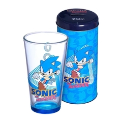 Copo Vidro Grande 500ml com Lata Cofre SONIC - Zona Criativa