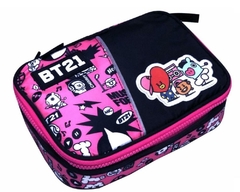 KIT MOCHILA COSTAS OFICIAL BT21 COM ESTOJO BOX ROSA BT4008 - Arrivata