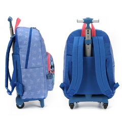 Kit Mochila de Rodinhas Oficial STITCH DISNEY - Luxcel Azul - Arrivata