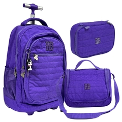 Kit Mochila de Rodinhas Oficial Rebecca Bonbon RB2424 Roxo