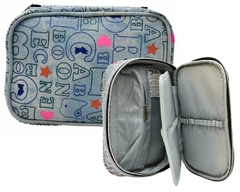 KIT MOCHILA JEANS REBECCA BONBON RB3164 AZUL CLARA LANCHEIRA E ESTOJO BOX - loja online