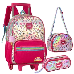 Kit Mochila de Rodinhas Holográfica HAPPY UNICÓRNIO CLIO - comprar online