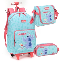 Kit Mochila Rodinhas Oficial STITCH DISNEY - Luxcel Turquesa