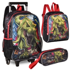 Kit Mochila De Rodinhas T-REX ATTACK Preto Clio TX3507K