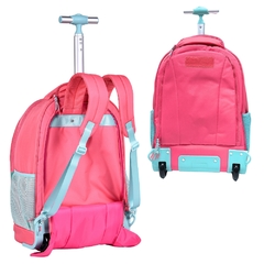 Kit Mochila de Rodinhas em Nylon OFICIAL LULUCA LU24077 Rosa - Arrivata