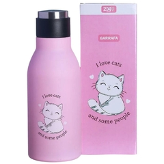 GARRAFA CANTIL TÉRMICO INOX PAREDE DUPLA 400ML LOVE CATS ZC