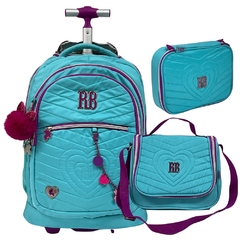 Kit Mochila de Rodinhas Oficial Rebecca Bonbon RB2441 Verde