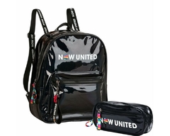 Kit Mochila Holográfica e Estojo Preto NOW UNITED Oficial