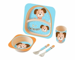 KIT ALIMENTAÇAO INFANTIL COM 5 PEÇAS CACHORRO - ZOOP TOYS