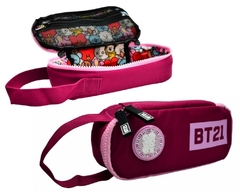 KIT MOCHILA DE COSTAS E ESTOJO EM NYLON ROSA BT21 OFICIAL - Arrivata