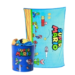 Kit Manta + Balde Pipoca SUPER MARIO - Zona Criativa