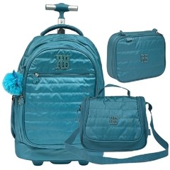 Kit Mochila de Rodinhas Crinkle Rebecca Bonbon RB2417 Azul