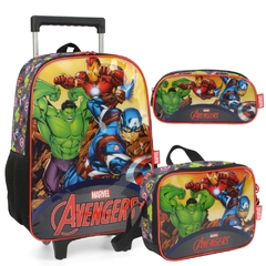 Kit Mochila Rodinhas MARVEL AVENGERS VINGADORES Luxcel Preto