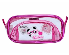 KIT MOCHILA E ESTOJO TRANSPARENTE OFICIAL LULUCA LU3194 ROSA - loja online