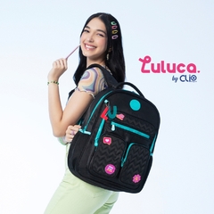 Kit Mochila de Costas em Nylon OFICIAL LULUCA LU24088 Preto na internet