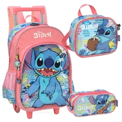 Kit Mochila Rodinhas Oficial STITCH DISNEY - Luxcel Salmão