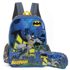 Kit Mochila Costas e Estojo BATMAN Luxcel IS37931 Cinza