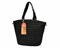 Bolsa em Palha com Pompons Tote Bag Pagani PG6926 Preto na internet